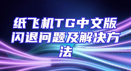 纸飞机TG中文版闪退问题及解决方法