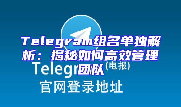 Telegram组名单独解析：揭秘如何高效管理团队
