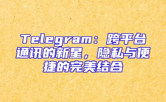 Telegram：跨平台通讯的新星，隐私与便捷的完美结合
