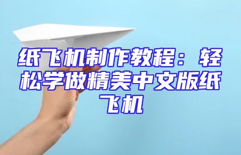纸飞机制作教程：轻松学做精美中文版纸飞机