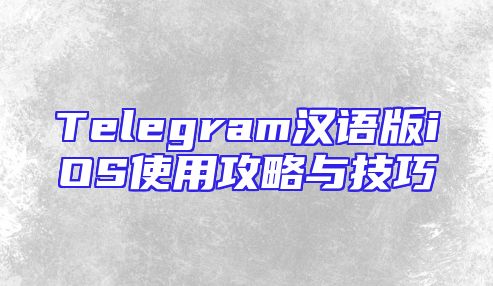 Telegram汉语版iOS使用攻略与技巧