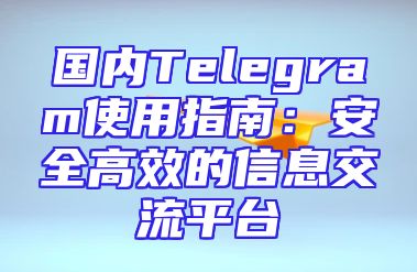 国内Telegram使用指南：安全高效的信息交流平台