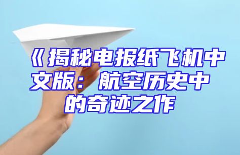 《揭秘电报纸飞机中文版：航空历史中的奇迹之作