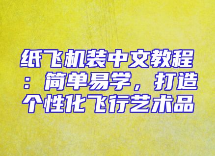 纸飞机装中文教程：简单易学，打造个性化飞行艺术品
