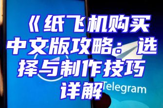 《纸飞机购买中文版攻略：选择与制作技巧详解