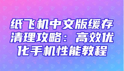 纸飞机中文版缓存清理攻略：高效优化手机性能教程