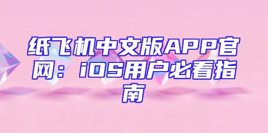 纸飞机中文版APP官网：iOS用户必看指南