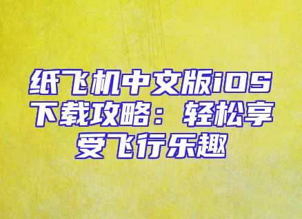 纸飞机中文版iOS下载攻略：轻松享受飞行乐趣