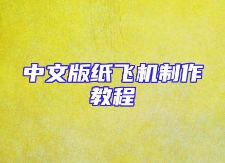 中文版纸飞机制作教程