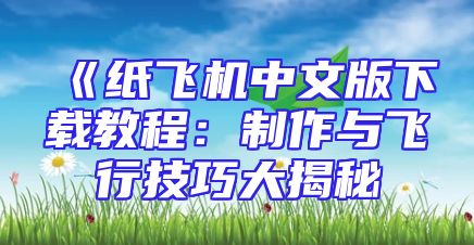 《纸飞机中文版下载教程：制作与飞行技巧大揭秘
