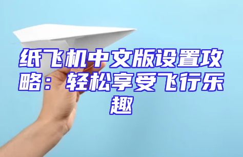 纸飞机中文版设置攻略：轻松享受飞行乐趣