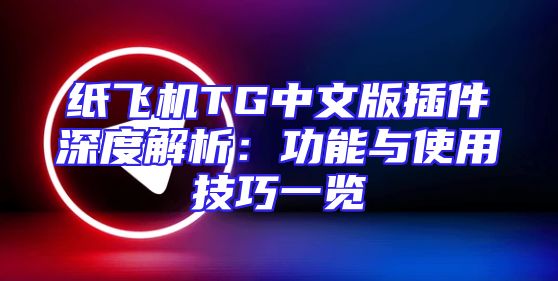 纸飞机TG中文版插件深度解析：功能与使用技巧一览