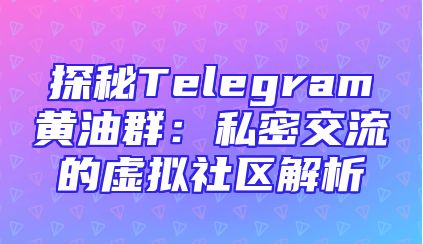 探秘Telegram黄油群：私密交流的虚拟社区解析