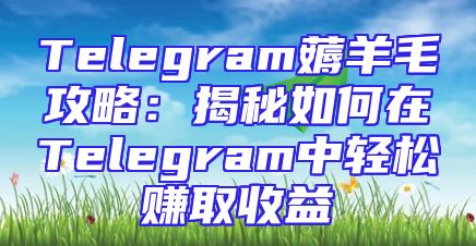 Telegram薅羊毛攻略：揭秘如何在Telegram中轻松赚取收益