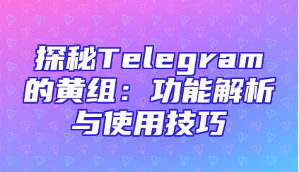 探秘Telegram的黄组：功能解析与使用技巧