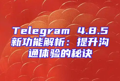 Telegram 4.8.5新功能解析：提升沟通体验的秘诀