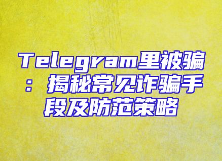 Telegram里被骗：揭秘常见诈骗手段及防范策略