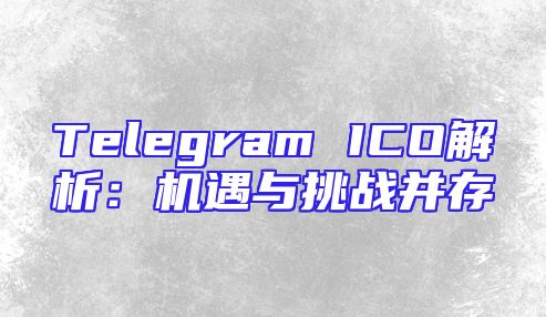 Telegram ICO解析：机遇与挑战并存