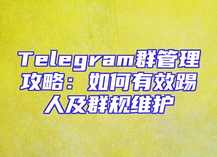 Telegram群管理攻略：如何有效踢人及群规维护