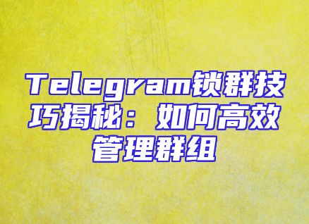 Telegram锁群技巧揭秘：如何高效管理群组