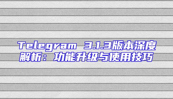 Telegram 3.1.3版本深度解析：功能升级与使用技巧