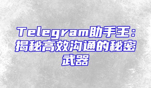 Telegram助手王：揭秘高效沟通的秘密武器