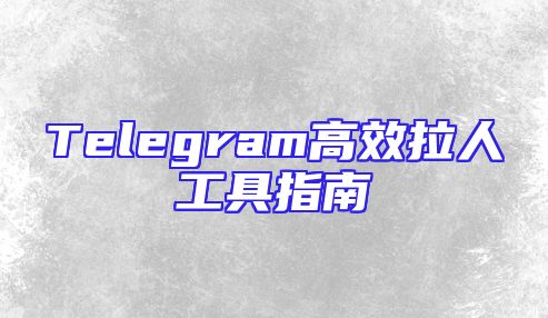 Telegram高效拉人工具指南