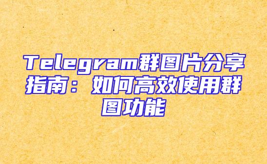 Telegram群图片分享指南：如何高效使用群图功能