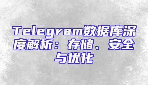Telegram数据库深度解析：存储、安全与优化