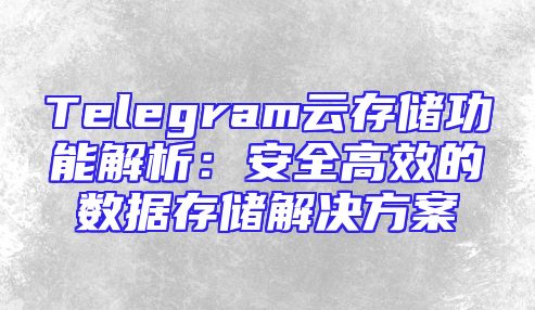 Telegram云存储功能解析：安全高效的数据存储解决方案