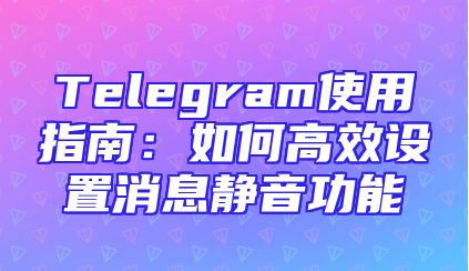 Telegram使用指南：如何高效设置消息静音功能