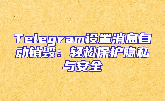 Telegram设置消息自动销毁：轻松保护隐私与安全