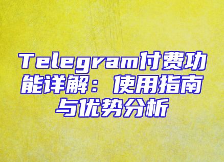 Telegram付费功能详解：使用指南与优势分析