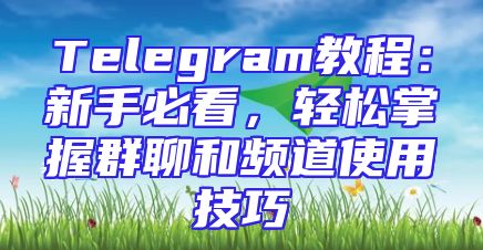 Telegram教程：新手必看，轻松掌握群聊和频道使用技巧