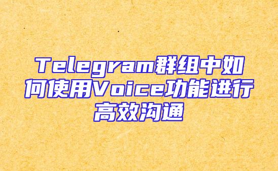 Telegram群组中如何使用Voice功能进行高效沟通