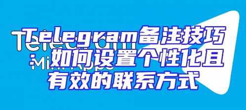 Telegram备注技巧：如何设置个性化且有效的联系方式