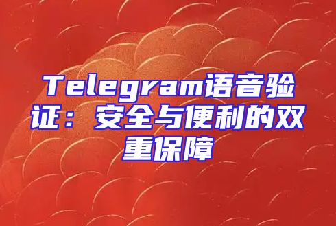 Telegram语音验证：安全与便利的双重保障