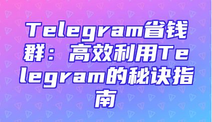Telegram省钱群：高效利用Telegram的秘诀指南