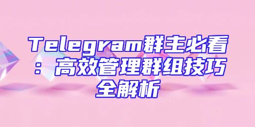 Telegram群主必看：高效管理群组技巧全解析