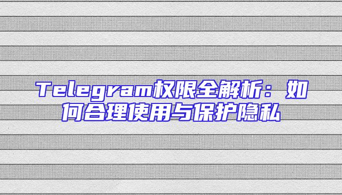 Telegram权限全解析：如何合理使用与保护隐私